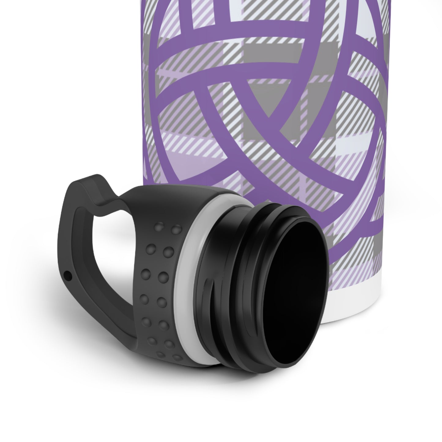 Purple Triquetra and Tartan Stainless Steel Water Bottle