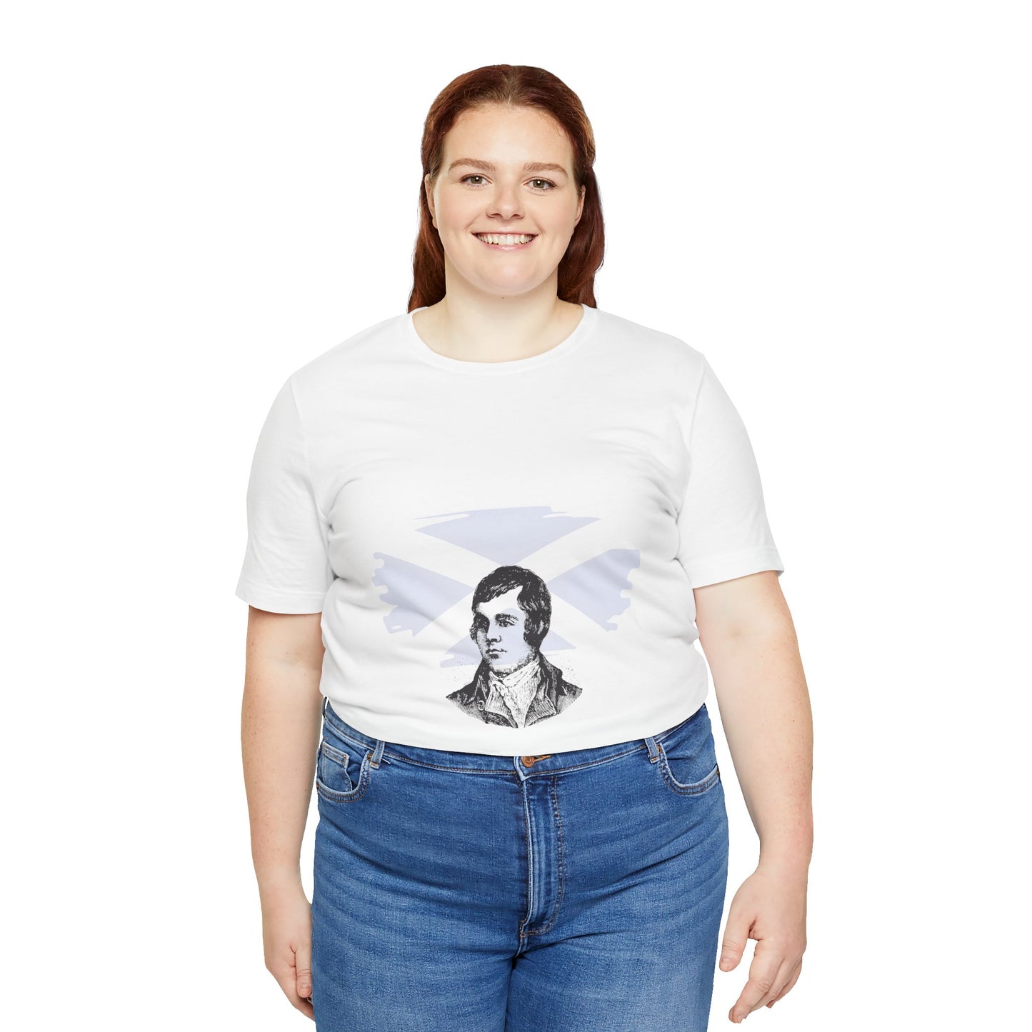 Robert Burns Scotland Flag Unisex White T-Shirt – “We’ll Tak a Cup o’ Kindness Yet”