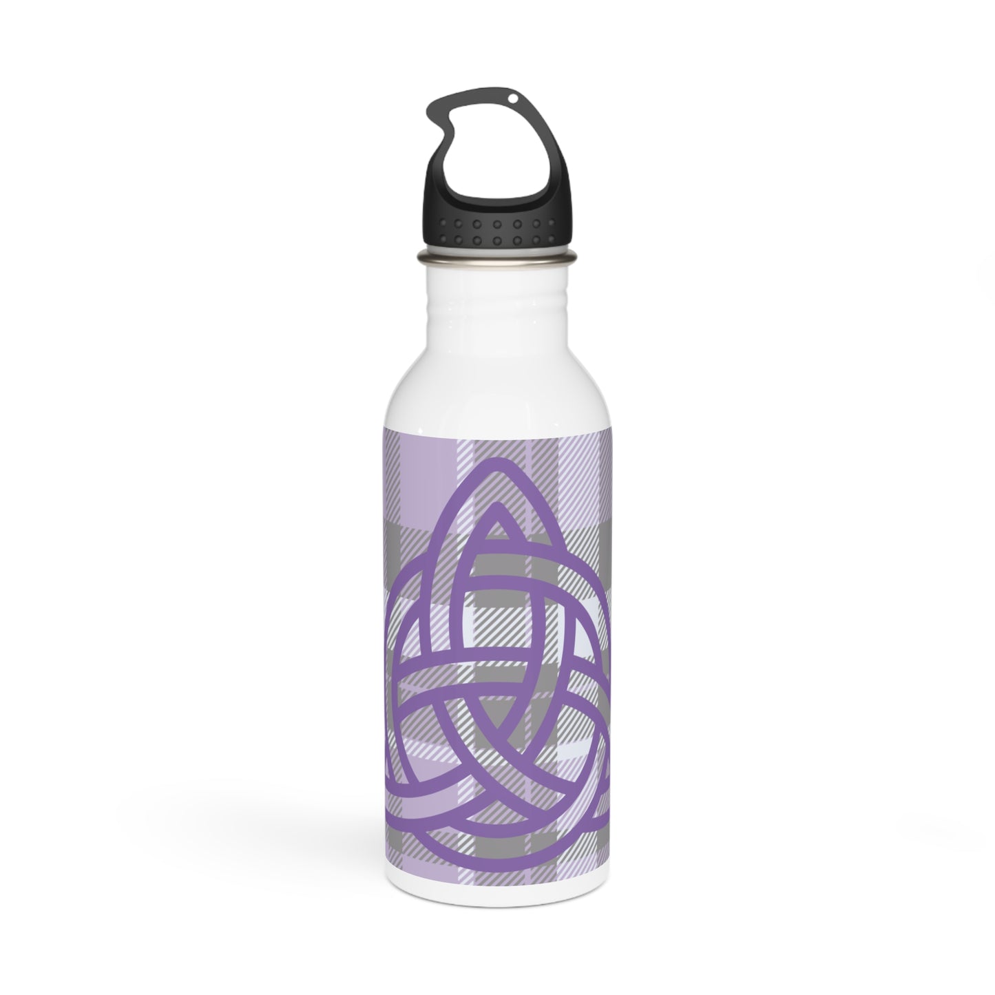 Purple Triquetra and Tartan Stainless Steel Water Bottle